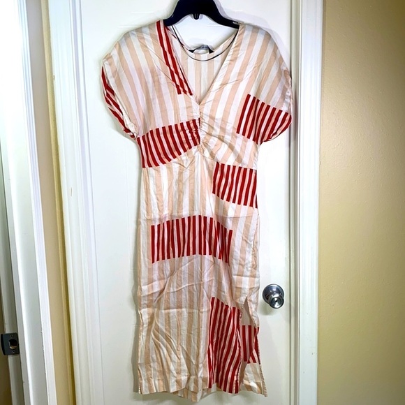 Zara - XS Light Pink and Red Dress - Picture 1 of 7